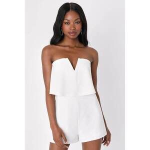 Lulus Power Of Love White Strapless Romper - Size L